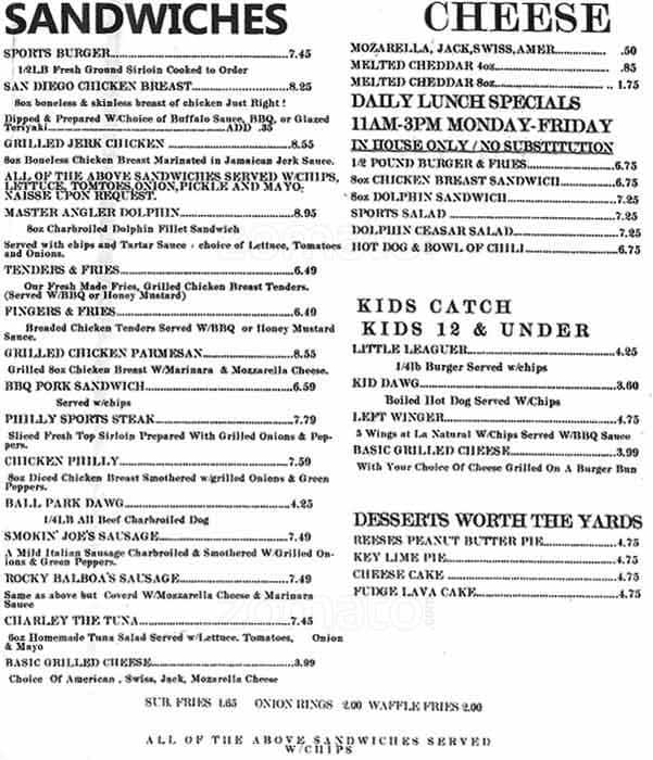 Hammocks Grill Menu, Menu untuk Hammocks Grill, Kendall/Pinecrest