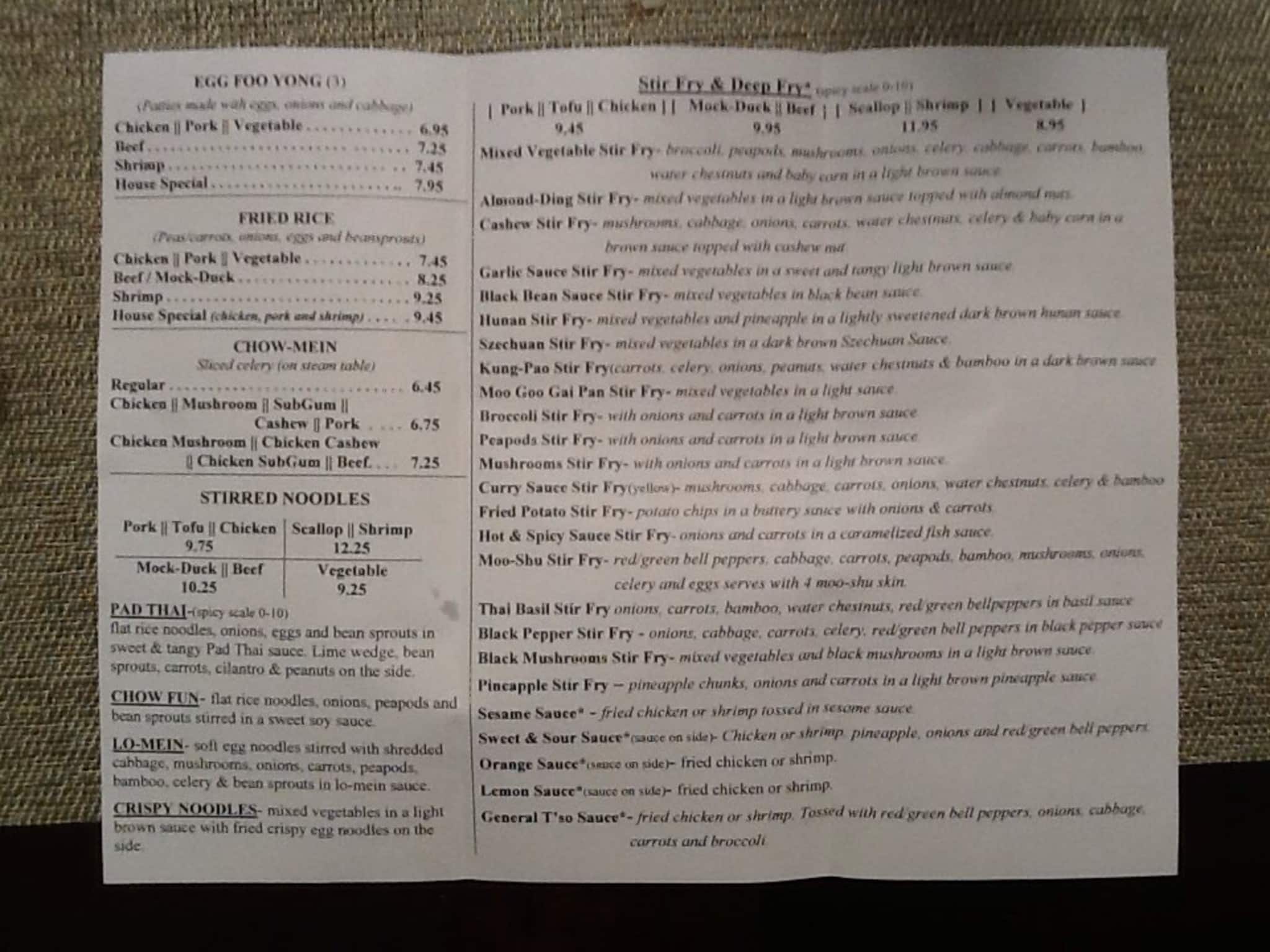 Menu at Ha Long Bay Restaurant, White Bear Lake