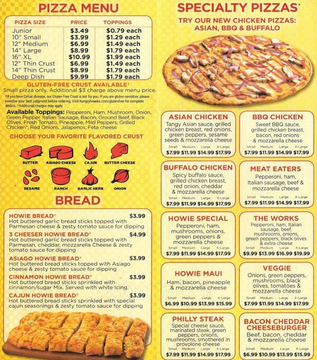 Menu at Hungry Howie's Pizza pizzeria, Cornelius, W Catawba Ave 8