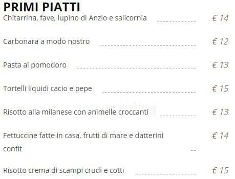 Menu di La Villa 1908 