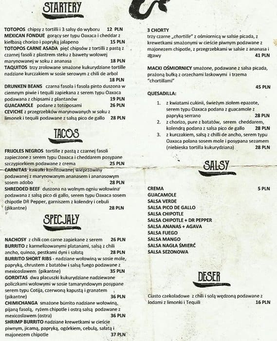 La Sirena menu, Menu restauracji La Sirena, Śródmieście Południowe ...