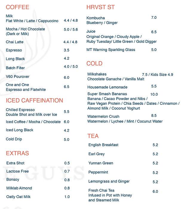 Menu at The Single Guys Coffee Co cafe, Kenmore