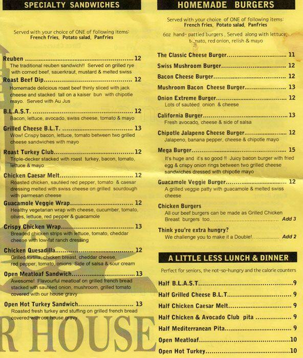 Crescent Harbour House Restaurant Menu