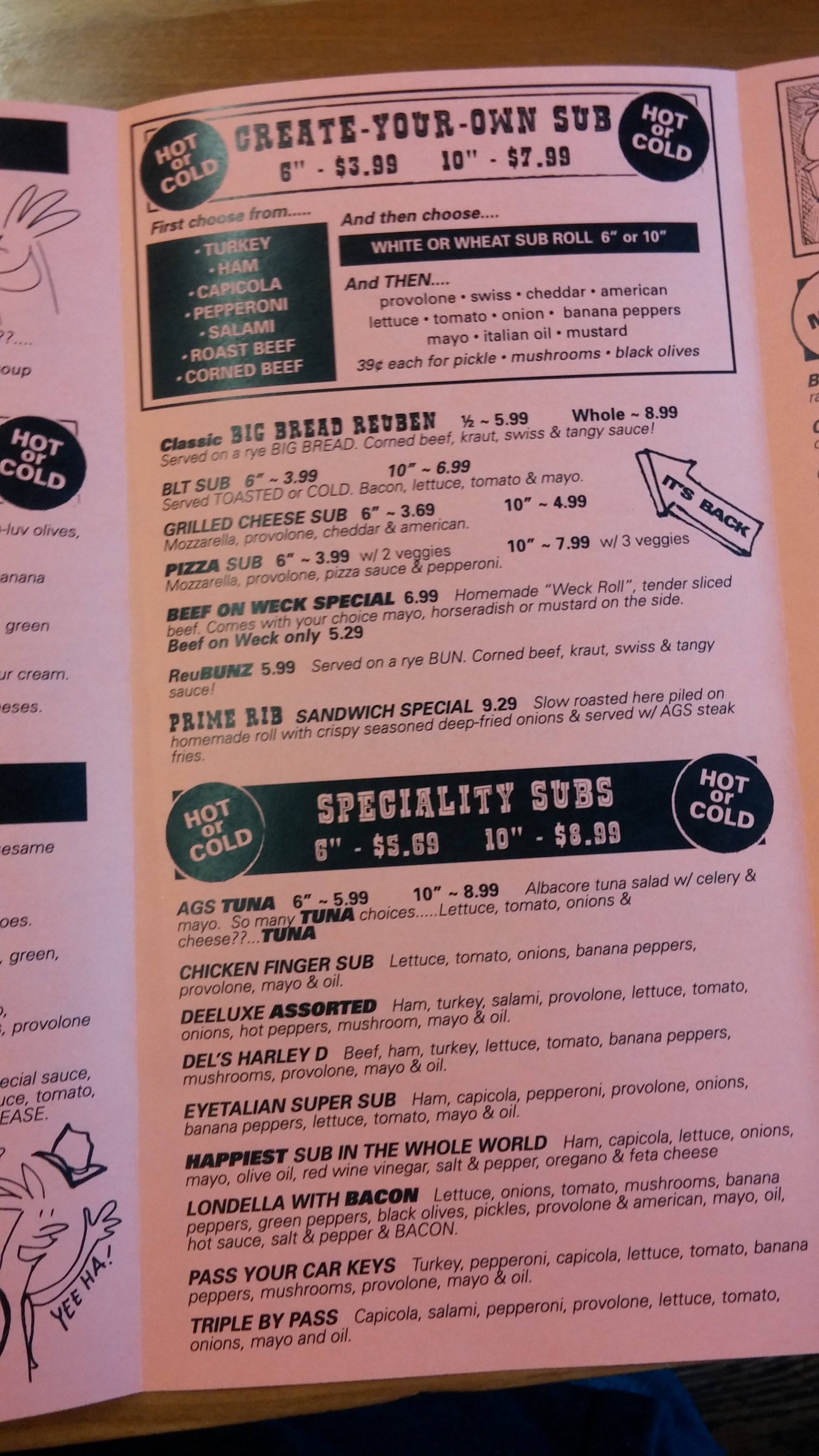 Menu at Ashville General Store pizzeria, Lakewood, NY474