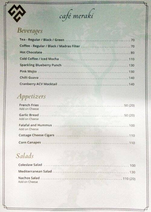 Cafe Meraki Chennai Floats Menu Zomato