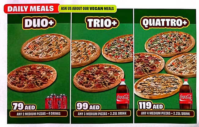 Menu of Papa Johns Pizza, Meshairef, Ajman