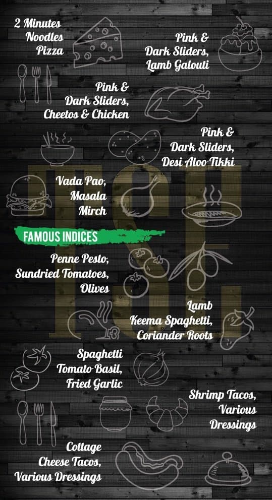 Menu at Stock Exchange Bar, Dubai