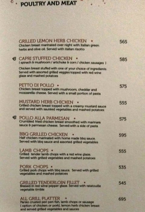 28 Capri Italy menu