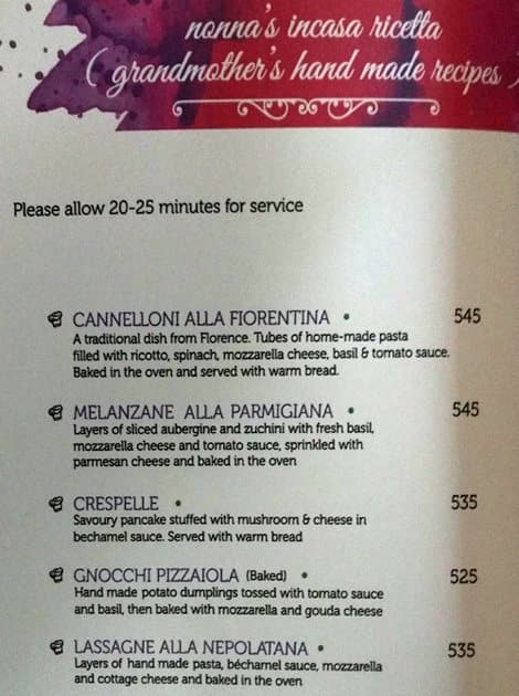 28 Capri Italy menu