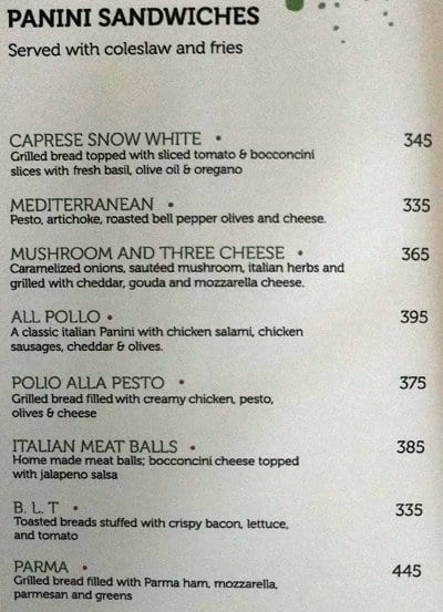 28 Capri Italy menu