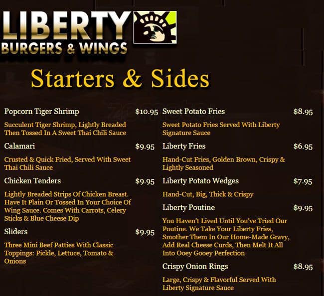 Liberty Burgers & Wings Menu Urbanspoon/Zomato