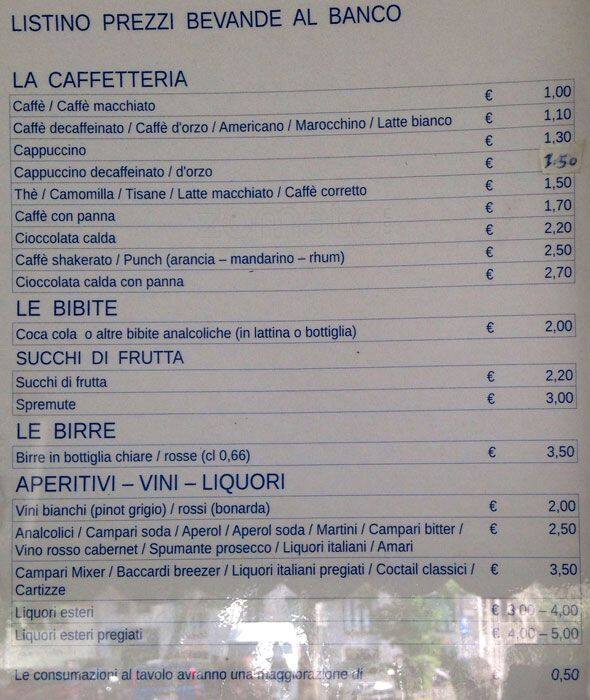 Menu di Garden Caffè 