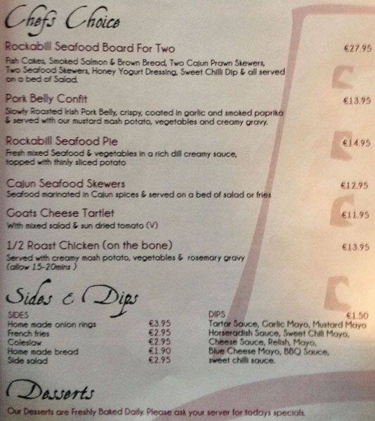 Menu at Rockabill Restaurant, Skerries