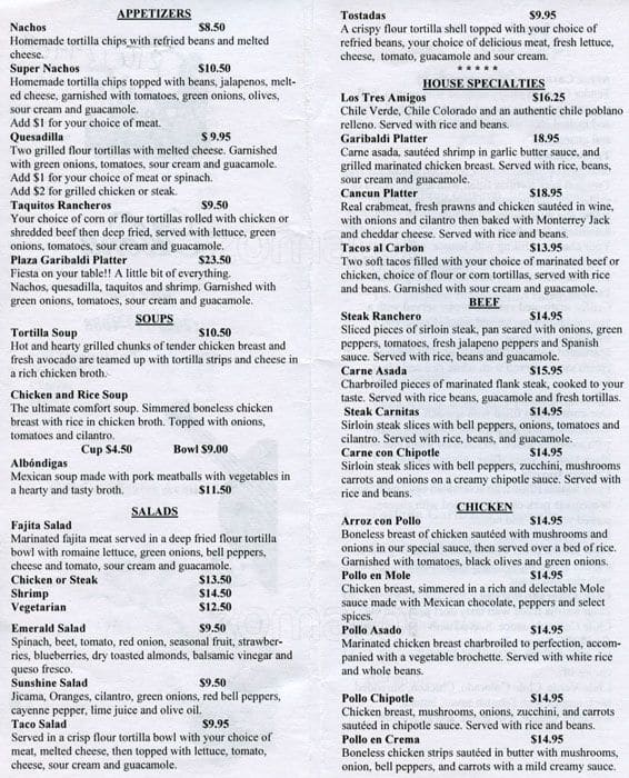 Plaza Garibaldi Menu, Menu for Plaza Garibaldi, Queen Anne: Lower ...