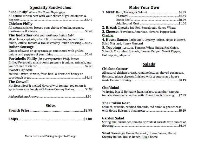 Sub Cultured Menu, Menu for Sub Cultured, Atlantic Beach, Jacksonville ...