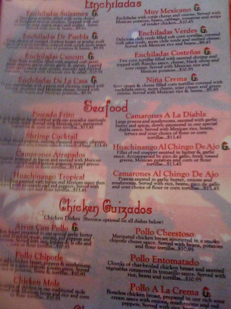 Andrade's Restaurante Mexicano Menu Urbanspoon/Zomato