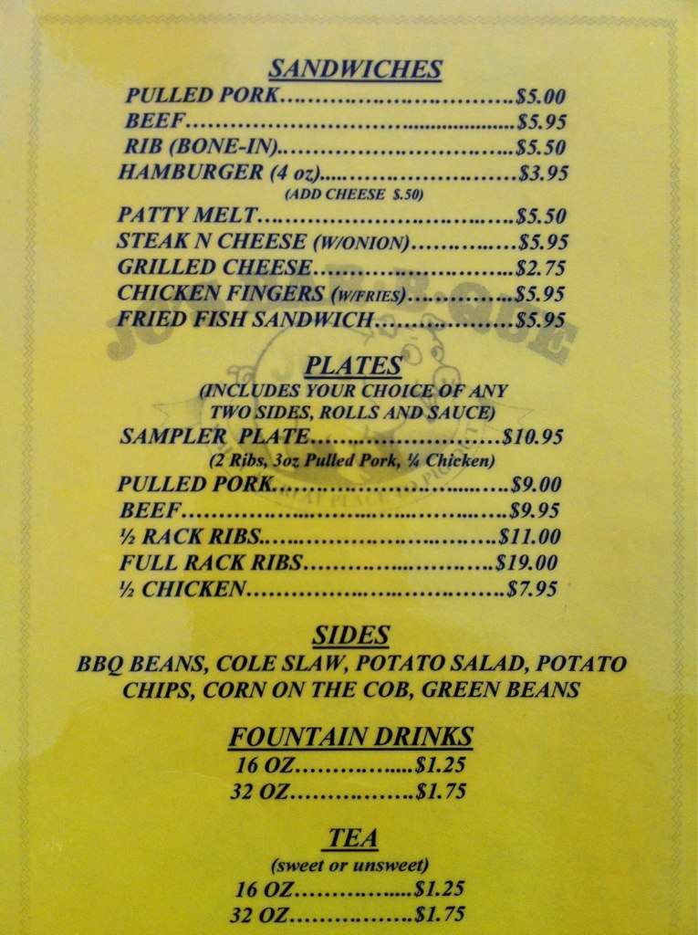 JC's BarBQue Menu, Menu for JC's BarBQue, Melbourne, Melbourne