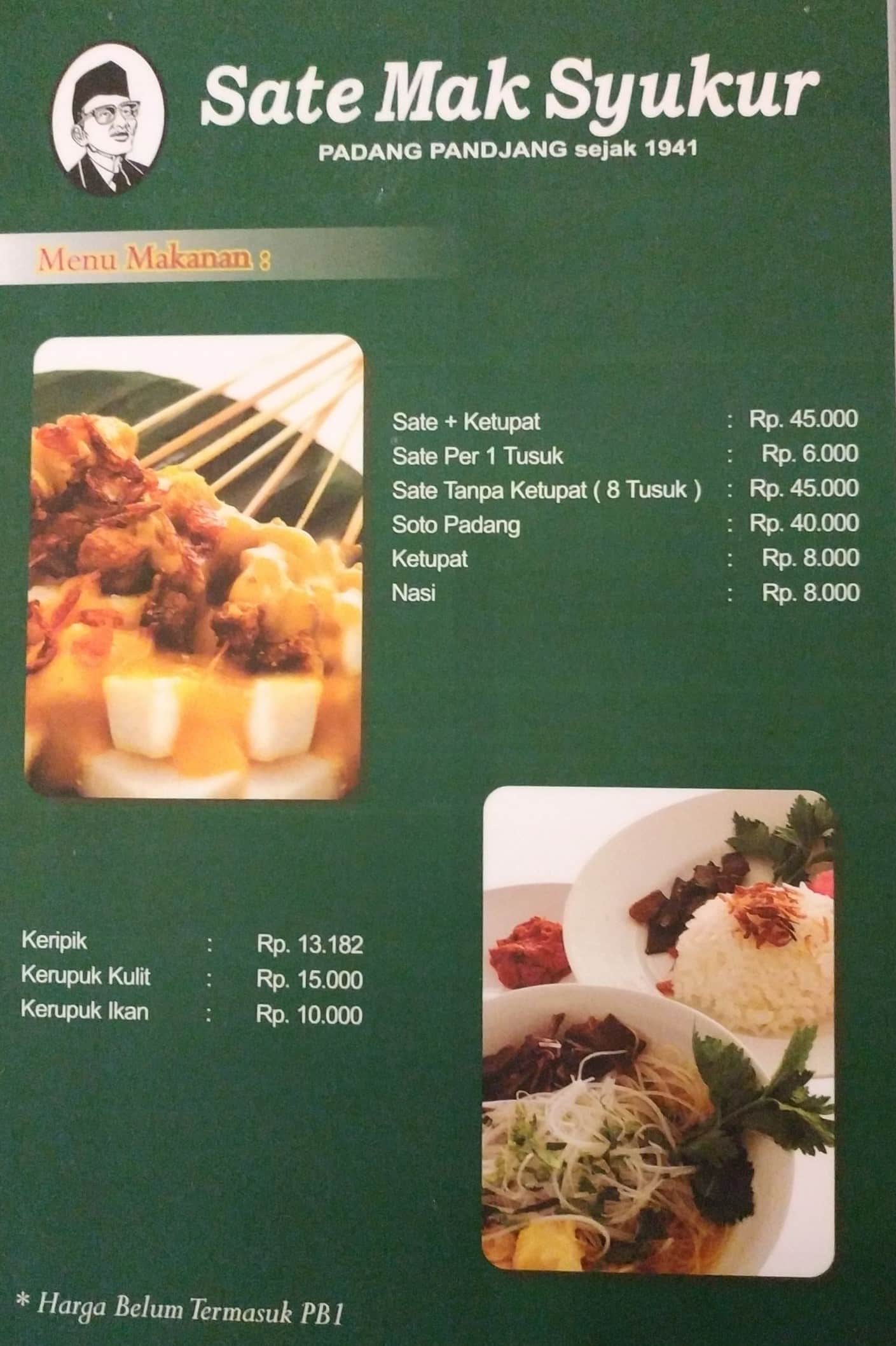 Sate Mak Syukur Menu Menu For Sate Mak Syukur Melawai