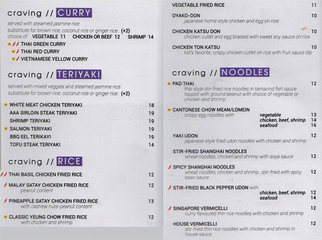 Cravings Asian Cuisine menu