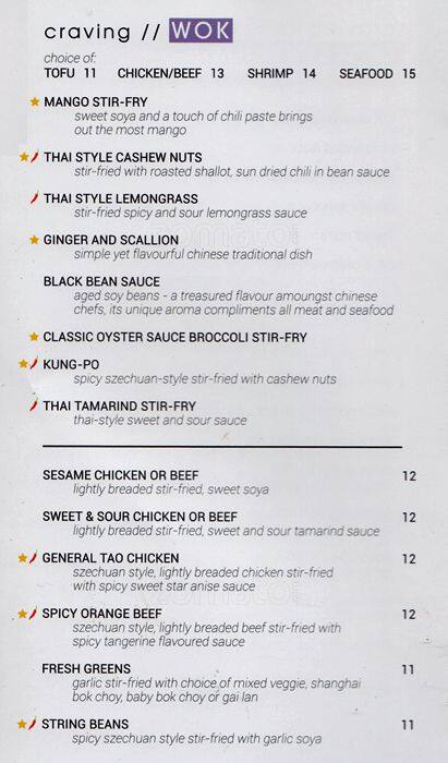 Cravings Asian Cuisine menu