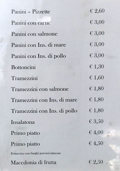 Menu di Caffe gentile 