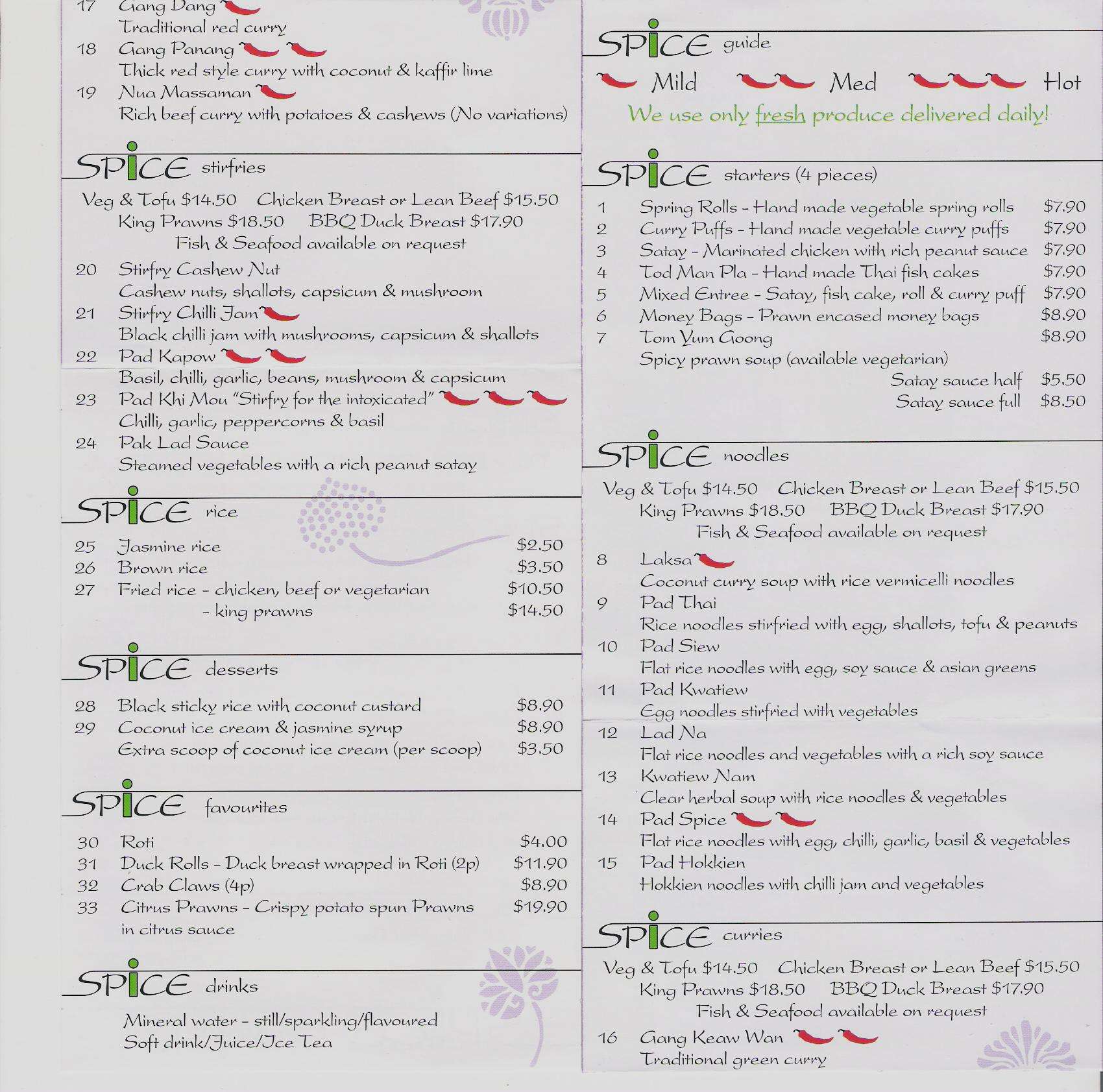 Spice Noodle Bar & Takeaway Menu Urbanspoon/Zomato