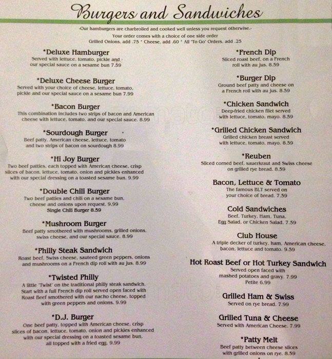 Menu at Hi Joy Bowl restaurant, Port Orchard