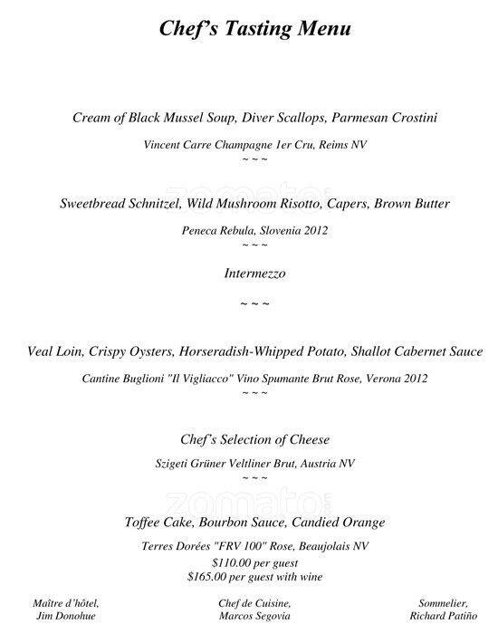 Menu at The French Room restaurant, Dallas, Commerce St