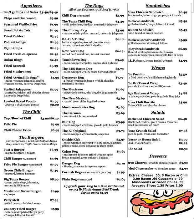 Chili Dog Cafe Menu, Menu untuk Chili Dog Cafe, Lubbock, Lubbock