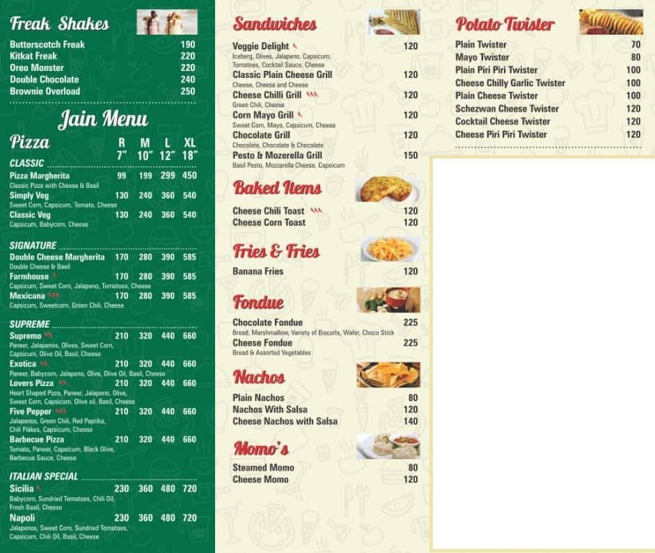 Menu - The Pizza Place