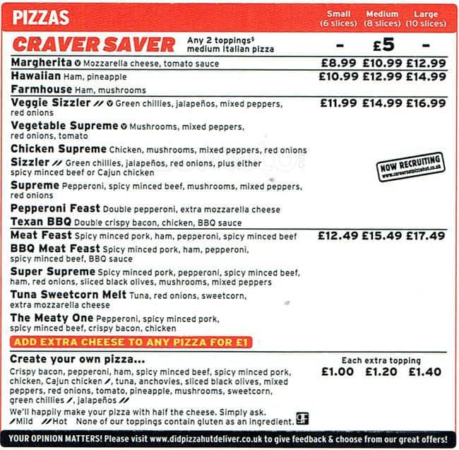 Pizza Hut Delivery menu, Menu restauracji Pizza Hut Delivery, Enfield, London Zomato UK