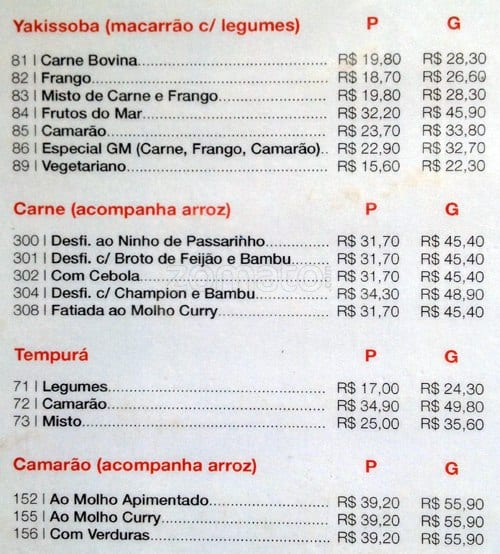 GRANDE MURALHA cardápio