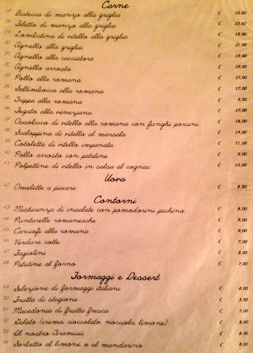 Menu di Trattoria Tritone 