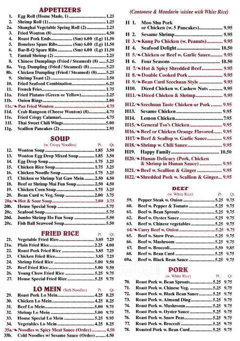 Ten Full Restaurant Menu, Menu for Ten Full Restaurant, Sunnyside, New ...