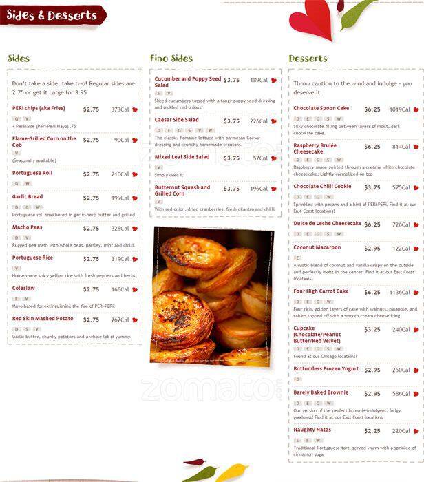 Menu at Nando's Peri-Peri restaurant, Washington, 819 7th St NW
