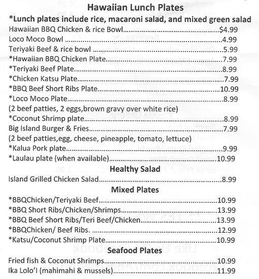 Menu at Ana's Island Grill restaurant, Euless