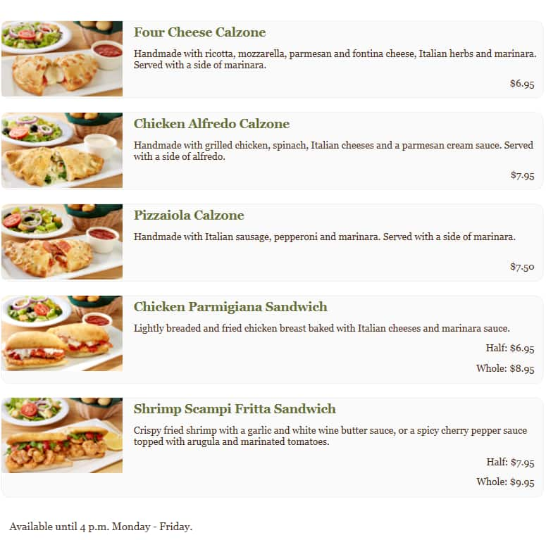 Olive Garden Italian Restaurant Menu