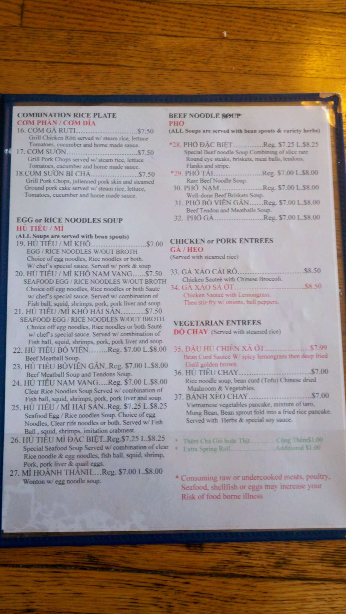Mini saigon menu
