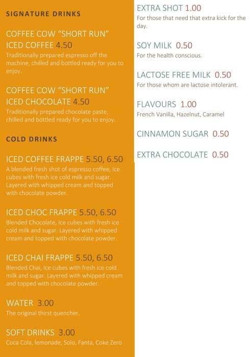 Coffee Cow menu