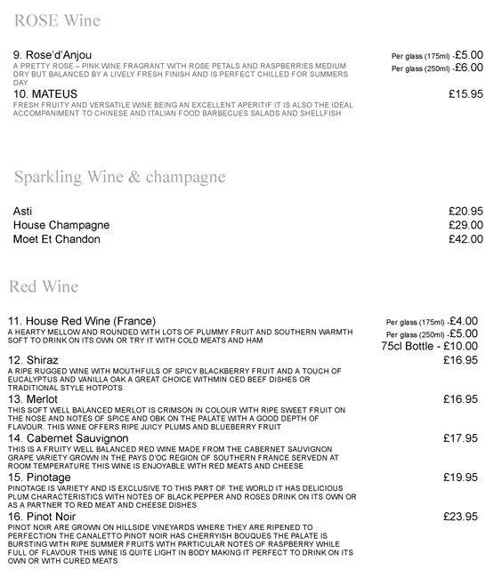 Menu at Golden Inn restaurant, Croydon