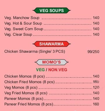 Menu of The Spice, Carter Road, Bandra West, Mumbai