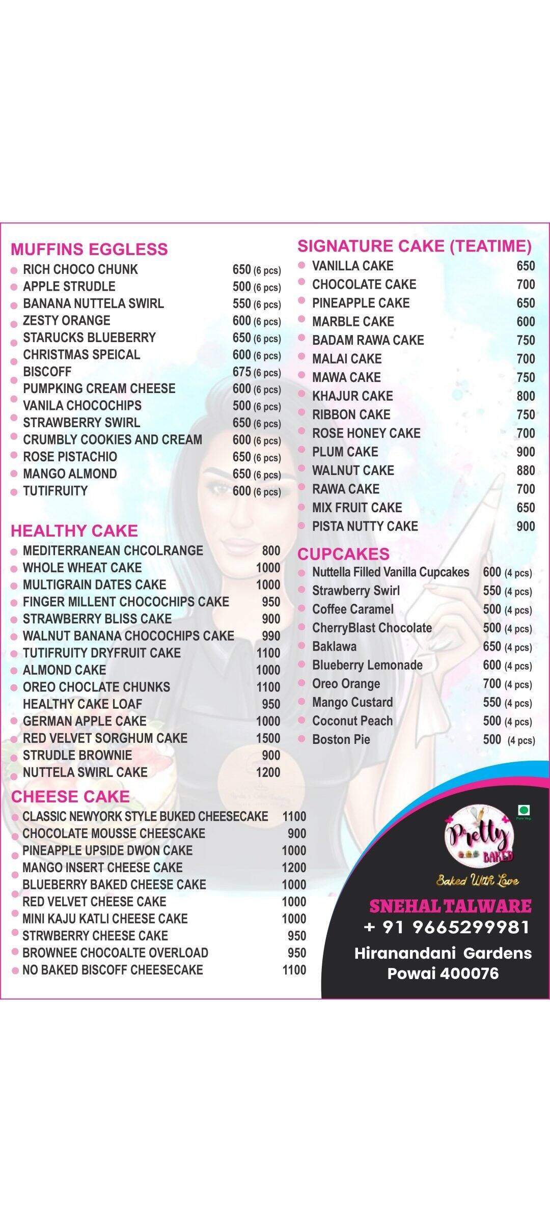 Menu of Pretty Baked, Powai, Mumbai