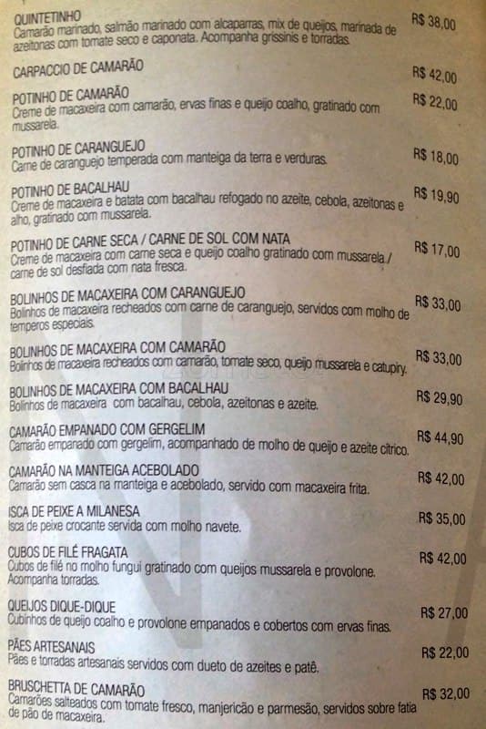 Menu em NAU FRUTOS DO MAR pub & Bar, Brasília, Setor de clubes sul SCE