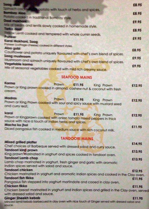 Menu at Ginger Restaurant, Edinburgh, 11 S College Street