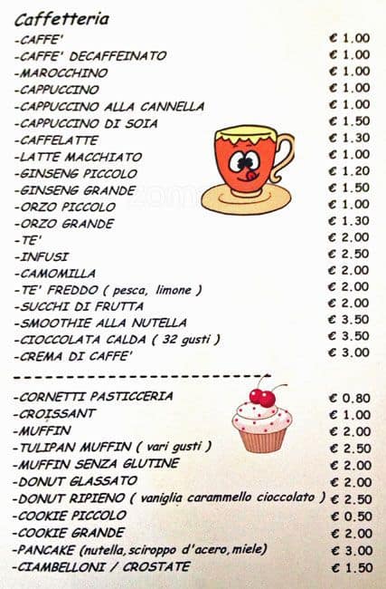 Menu de Underground Caffè