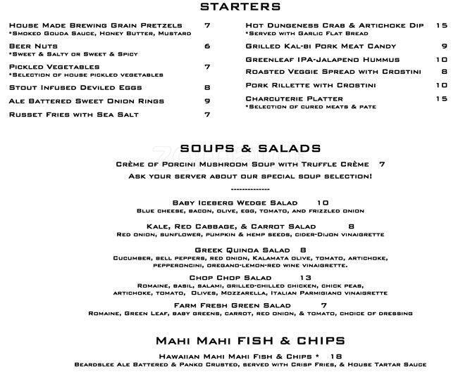 Beardslee Public House Menu, Menu for Beardslee Public House, Bothell