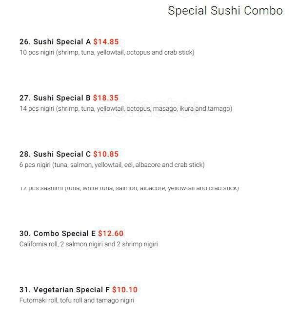 Menu at Zenna Thai & Japanese Restaurant, Plano, N Central Expy