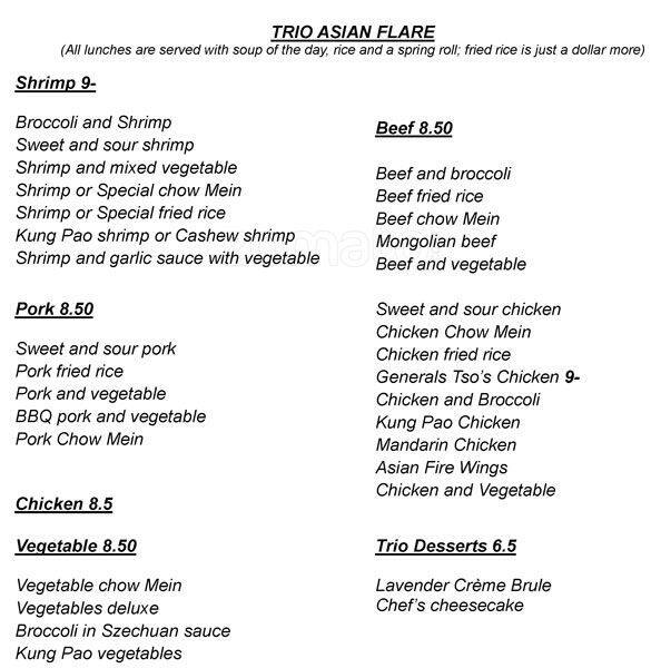 Trio Lounge menu