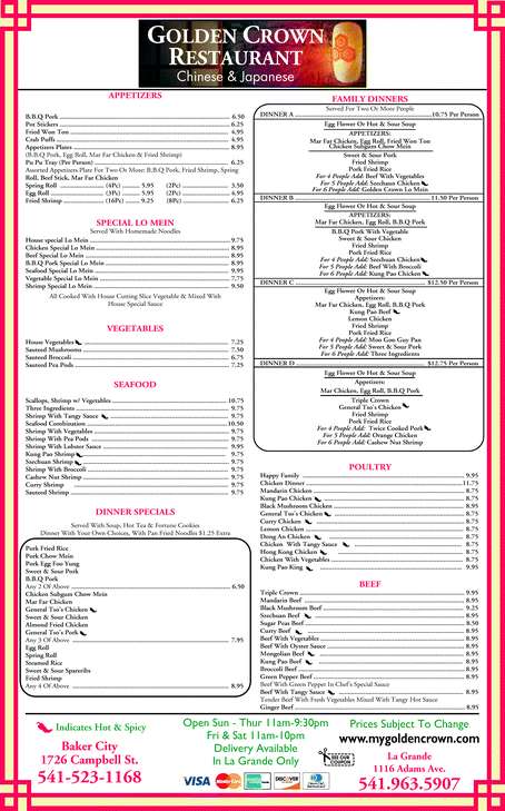 Menu At GC Asian Fusion Restaurant La Grande