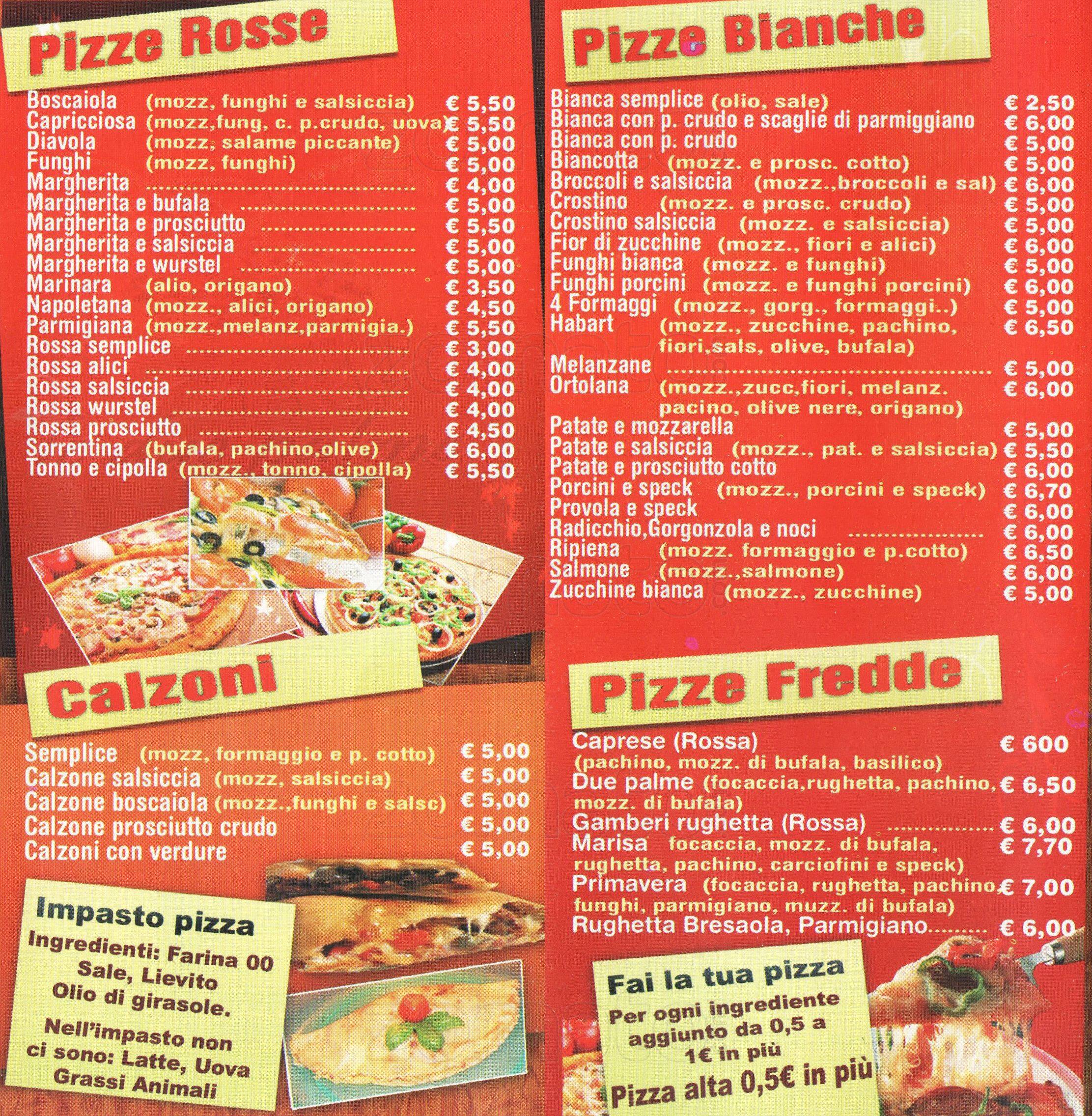 Menu di Pizzeria Le due Palme 
